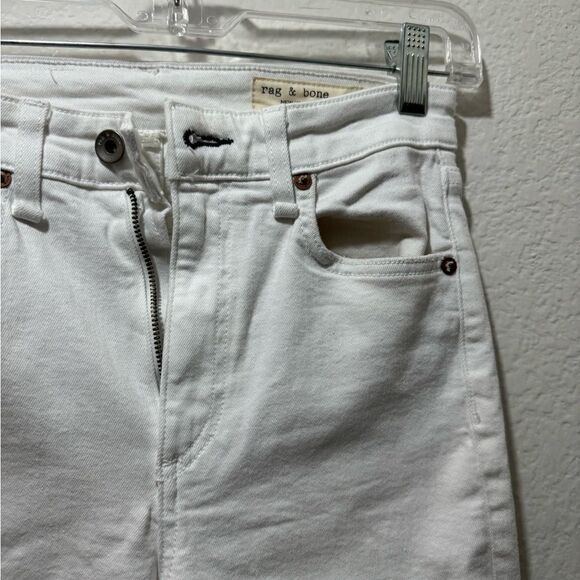 Rag & Bone Nina High Rise Ankle Flare Jeans in Summer White with Holes Size 24 - Picture 5 of 10
